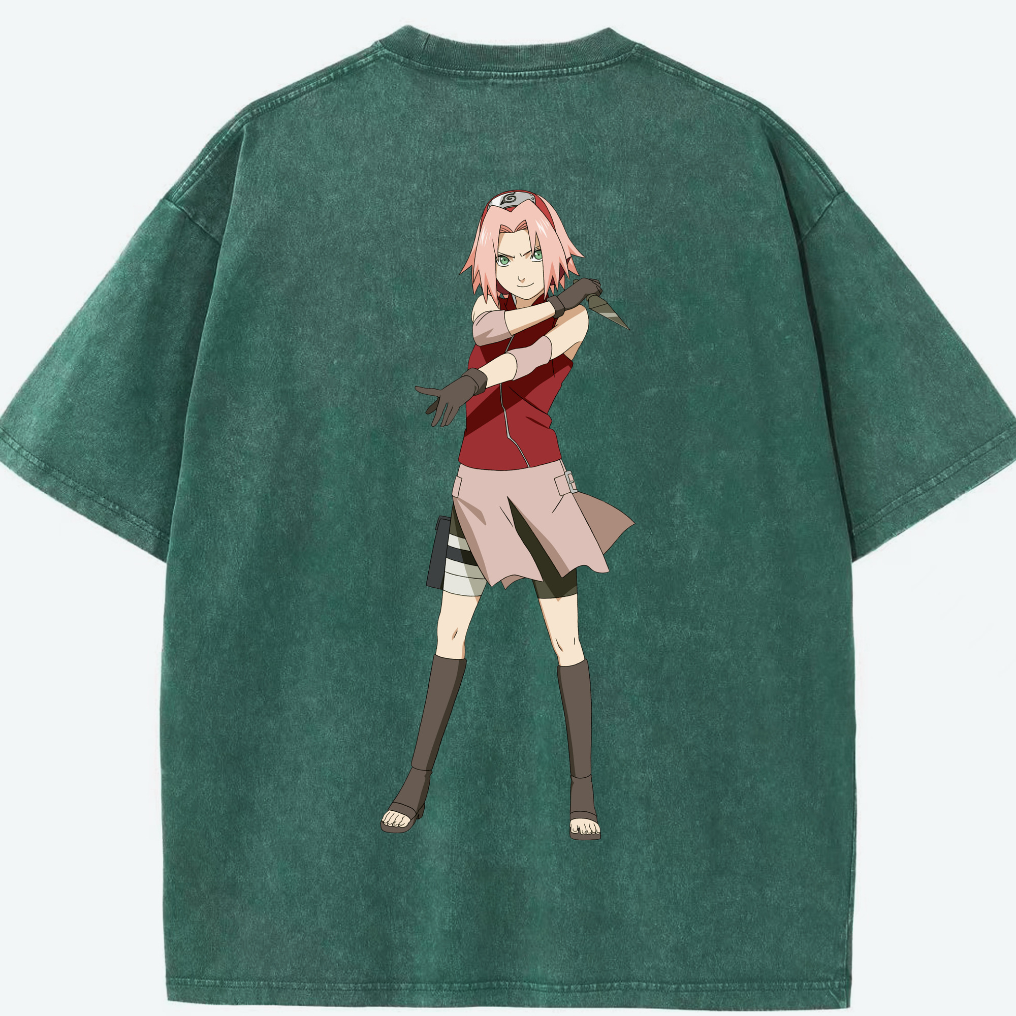 （画像用） NARUTO -ナルト- 春野サクラ Haruno Sakura 綿100% ヴィンテージ風 半袖Tシャツ（背面プリント）